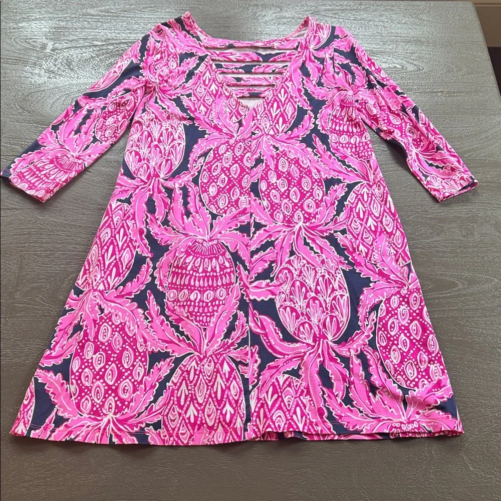 Lilly Pulitzer π Print Dress, size S, 3/4 length sleeves, 33β shoulder to hem - Picture 4 of 6